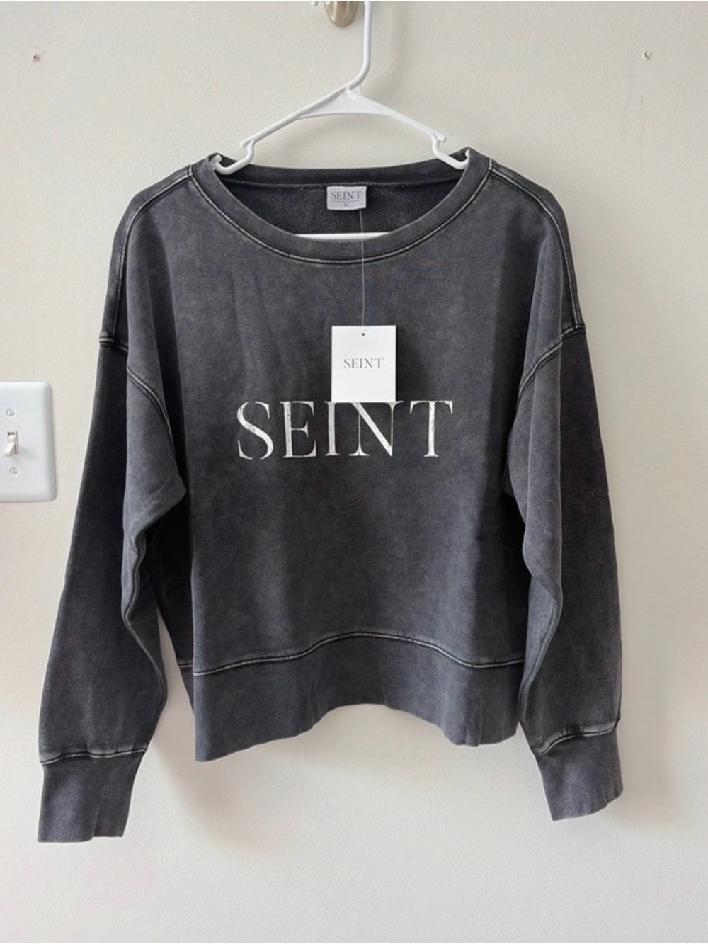 SEINT Women's Washed Charcoal Crewneck Sweatshirt